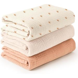 imageKonssy 3 Pack Muslin Swaddle Blankets for Unisex Newborn Receiving Blanket Large 47 x 47 inches Soft Breathable Muslin Baby Swaddles for Boys ampamp GirlsSun