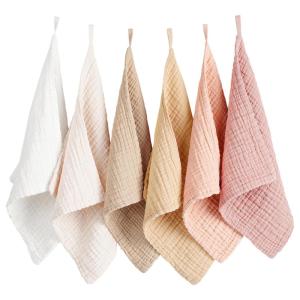 imageKonssy 6 Pack Baby Muslin Washcloths for Unisex 100 Cotton Wash Cloth Set for Baby Face Body Comfy and Soft for Newborn Infants Kids Girls and BoysApricot Color