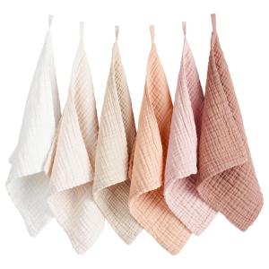 imageKonssy 6 Pack Baby Muslin Washcloths for Unisex 100 Cotton Wash Cloth Set for Baby Face Body Comfy and Soft for Newborn Infants Kids Girls and BoysEarthy Color
