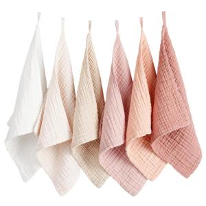 imageKonssy 6 Pack Face Cloths Soft Wash Cloth for Washing Face Cotton Face Towels for Sensitive Skin Women Facial Makeup Remover Reusable Absorbent Washcloths 11 x 11 InchPink