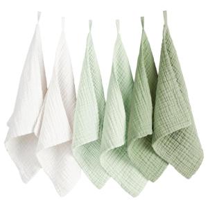 imageKonssy 6 Pack Face Cloths Soft Wash Cloth for Washing Face Cotton Face Towels for Sensitive Skin Women Facial Makeup Remover Reusable Absorbent Washcloths 11 x 11 InchGreen