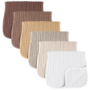 imageKonssy 6Pack Absorbent Muslin Burp Cloths 100 Cotton Large Burping Clothes Set for Newborn Baby Girls and BoysEarthy Nature