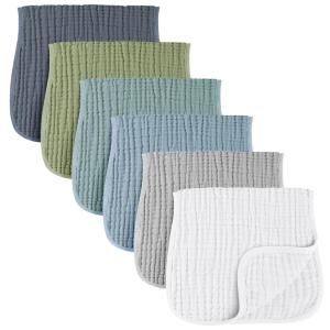 imageKonssy 6Pack Absorbent Muslin Burp Cloths 100 Cotton Large Burping Clothes Set for Newborn Baby Girls and BoysGreen Forest
