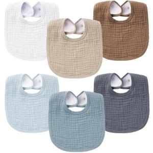 imageKonssy 6Pack Muslin Baby Bibs for Boys ampamp Girls Soft Cotton Absorbent Bandana Drool Bibs for Drooling ampamp TeethingBrown
