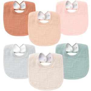 imageKonssy 6Pack Muslin Baby Bibs for Boys ampamp Girls Soft Cotton Absorbent Bandana Drool Bibs for Drooling ampamp TeethingCotton Candy