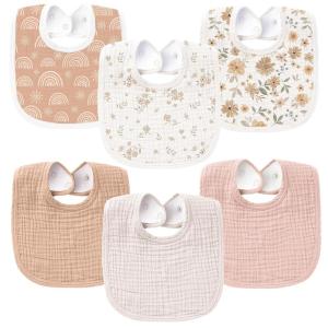 imageKonssy 6Pack Muslin Baby Bibs for Boys ampamp Girls Soft Cotton Absorbent Bandana Drool Bibs for Drooling ampamp TeethingFloral