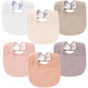 imageKonssy 6Pack Muslin Baby Bibs for Boys ampamp Girls Soft Cotton Absorbent Bandana Drool Bibs for Drooling ampamp TeethingPurple