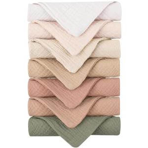 imageKonssy 7Pack Soft Cotton Face Wash Cloths Reusable Absorbent Washcloths for Sensitive Skin Facial Makeup Remover Towels for Women 11 x 11 InchGreen