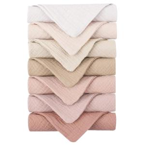 imageKonssy 7Pack Soft Cotton Face Wash Cloths Reusable Absorbent Washcloths for Sensitive Skin Facial Makeup Remover Towels for Women 11 x 11 InchPink