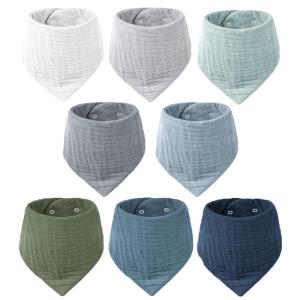 imageKonssy 8Pack Muslin Baby Bibs Absorbent Bandana Drool 100 Cotton Unisex Baby Bibs for Teething and DroolingBlue