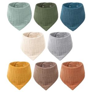 imageKonssy 8Pack Muslin Baby Bibs Absorbent Bandana Drool 100 Cotton Unisex Baby Bibs for Teething and DroolingNeutral