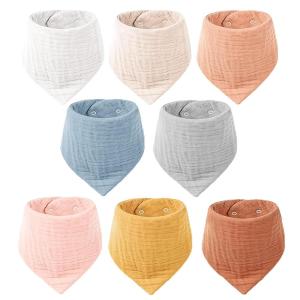 imageKonssy 8Pack Muslin Baby Bibs Absorbent Bandana Drool 100 Cotton Unisex Baby Bibs for Teething and DroolingPink