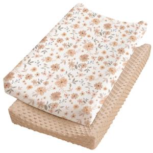 imageKonssy Minky Changing Pad Cover 2 Pack Soft Minky Dots Plush Diaper Changing Table Cover Set Breathable Changing Pad Sheets for Baby Girls Boys Flourish ClayFlourish  Clay