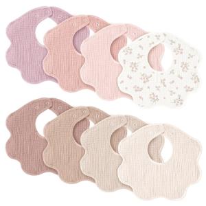 imageKonssy Muslin Baby Bibs 8 Pack 100 Cotton Absorbent Bandana Drool Bibs for Teething and Drooling for Unisex Boys and Girls