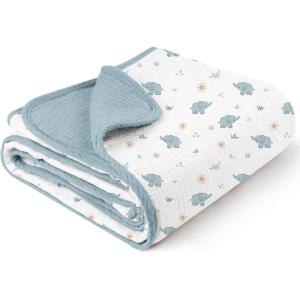imageKonssy Muslin Baby Blankets for Girls Boys 100 Cotton Crib Blanket for Infant Toddler Super Soft and Lightweight Nursery Swaddling Wrap 40quotx36quot FloralElephant