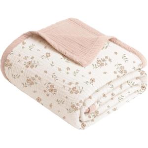 imageKonssy Muslin Baby Blankets for Girls Boys 100 Cotton Crib Blanket for Infant Toddler Super Soft and Lightweight Nursery Swaddling Wrap 40quotx36quot FloralBlossom