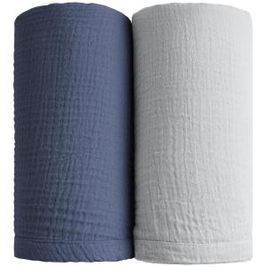 imageKonssy Muslin Swaddle Blankets for Boys Girls 2 Pack Receiving Baby Blanket Large 47 x 47 inches Soft Breathable Swaddling Wrap for Unisex Newborn Pink FloralNavy  Grey