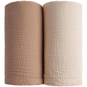 imageKonssy Muslin Swaddle Blankets for Boys Girls 2 Pack Receiving Baby Blanket Large 47 x 47 inches Soft Breathable Swaddling Wrap for Unisex Newborn Pink FloralBrown  Cream