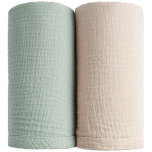 imageKonssy Muslin Swaddle Blankets for Boys Girls 2 Pack Receiving Baby Blanket Large 47 x 47 inches Soft Breathable Swaddling Wrap for Unisex Newborn Pink FloralGreen  Cream