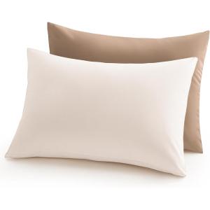 imageKonssy Toddler Pillowcase 2 Pack Soft Stretchy Toddler Pillow Case for 13x18 Pillow Cozy Travel Kids Baby Pillowcases with Envelope Closure Pink SpringPinkBrown cream