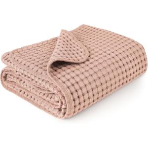 imageKonssy Waffle Baby Blanket  Soft ampamp Cozy Nursery Swaddle Blanket Lightweight Toddler Throw for Boys ampamp Girls Ideal for WrappingBlush PinkBlush Pink