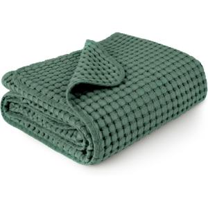imageKonssy Waffle Baby Blanket  Soft ampamp Cozy Nursery Swaddle Blanket Lightweight Toddler Throw for Boys ampamp Girls Ideal for WrappingBlush PinkGreen