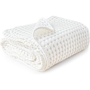 imageKonssy Waffle Baby Blanket  Soft ampamp Cozy Nursery Swaddle Blanket Lightweight Toddler Throw for Boys ampamp Girls Ideal for WrappingBlush PinkWhite