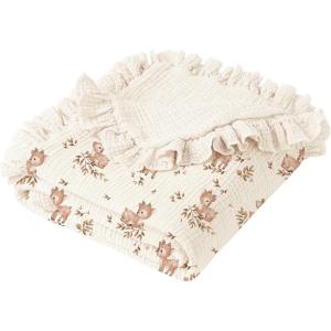 imageKonssy Flounce Muslin Baby Blankets Cotton Crib Blanket for Baby Infant Toddler Super Soft and Lightweight Nursery Blankets 40quotx36quot LeafyDeer