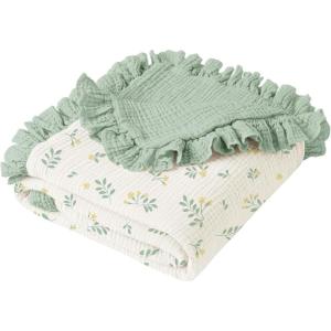 imageKonssy Flounce Muslin Baby Blankets Cotton Crib Blanket for Baby Infant Toddler Super Soft and Lightweight Nursery Blankets 40quotx36quot LeafyLeafy