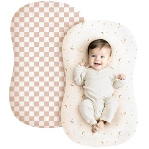 imageKonssy Muslin Baby Lounger Cover 2 Pack 100 Cotton Newborn Lounger Cover Soft and Breathable Lounger Cover for Boys Girls Covers Only Fog GreenCreamCoffee Check Moon