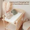 imageKonssy Muslin Changing Pad with Waterproof Lining Foam Includes 100 Cotton Cover 2 Pack Baby Diaper Changing Pad for Dresser or Table 32x16 inches Fog GreenCreamFog Green  Cream
