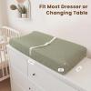 imageKonssy Muslin Changing Pad with Waterproof Lining Foam Includes 100 Cotton Cover 2 Pack Baby Diaper Changing Pad for Dresser or Table 32x16 inches Fog GreenCreamFog Green  Cream