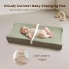 imageKonssy Muslin Changing Pad with Waterproof Lining Foam Includes 100 Cotton Cover 2 Pack Baby Diaper Changing Pad for Dresser or Table 32x16 inches Fog GreenCreamFog Green  Cream
