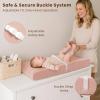 imageKonssy Muslin Changing Pad with Waterproof Lining Foam Includes 100 Cotton Cover 2 Pack Baby Diaper Changing Pad for Dresser or Table 32x16 inches Fog GreenCreamBlossom  Pink