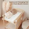 imageKonssy Muslin Changing Pad with Waterproof Lining Foam Includes 100 Cotton Cover 2 Pack Baby Diaper Changing Pad for Dresser or Table 32x16 inches Fog GreenCreamSun  Camel