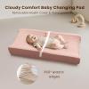 imageKonssy Muslin Changing Pad with Waterproof Lining Foam Includes 100 Cotton Cover 2 Pack Baby Diaper Changing Pad for Dresser or Table 32x16 inches Fog GreenCreamBlossom  Pink