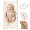 imageKonssy Muslin Changing Pad with Waterproof Lining Foam Includes 100 Cotton Cover 2 Pack Baby Diaper Changing Pad for Dresser or Table 32x16 inches Fog GreenCreamSun  Camel