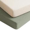 imageKonssy Muslin Crib Sheets for Boys Soft Cotton Neutral Baby Sheets for Standard Crib Mattress 2 Pack 52quotx28quot Soft BloomsTaupeFog Green  Cream