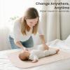 imageKonssy 2 Pack Faux Leather Baby Changing Mat 30quotx17quot Foldable and Wipeable Portable Changing Pad Waterproof and Soft for Travel or Home Use Fog GreenBeigeBlush  Beige