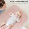 imageKonssy 2 Pack Faux Leather Baby Changing Mat 30quotx17quot Foldable and Wipeable Portable Changing Pad Waterproof and Soft for Travel or Home Use Fog GreenBeigeBlush  Beige