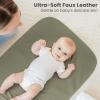 imageKonssy 2 Pack Faux Leather Baby Changing Mat 30quotx17quot Foldable and Wipeable Portable Changing Pad Waterproof and Soft for Travel or Home Use Fog GreenBeigeFog Green  Beige