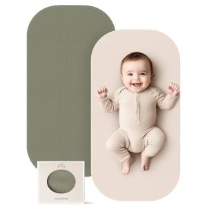 imageKonssy 2 Pack Faux Leather Baby Changing Mat 30quotx17quot Foldable and Wipeable Portable Changing Pad Waterproof and Soft for Travel or Home Use Fog GreenBeigeFog Green  Beige