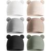 imageKonssy 6Pack Baby Newborn Hats with Bear Ears Baby Beanie Hats  Soft Caps for Infant Boys ampamp Girls 03 MonthsBrown