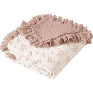 imageKonssy Flounce Muslin Baby Blankets Cotton Crib Blanket for Baby Infant Toddler Super Soft and Lightweight Nursery Blankets 40quotx36quot Petal DreamPetal Dream