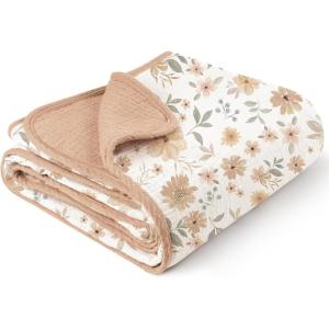 imageKonssy Muslin Baby Blankets for Girls Boys 100 Cotton Crib Blanket for Baby Infant Toddler Super Soft and Lightweight Nursery Blankets 40quotx36quotRabbitFlourish