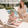 imageKonssy Muslin Baby Sun Hat UPF 50 Sun Protection Wide Brim Summer Beach Hat with Chin Strap Breathable Bucket HatCream Fog Green