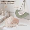 imageKonssy Muslin Baby Sun Hat UPF 50 Sun Protection Wide Brim Summer Beach Hat with Chin Strap Breathable Bucket HatCream Fog Green