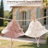 imageKonssy Muslin Baby Sun Hat UPF 50 Sun Protection Wide Brim Summer Beach Hat with Chin Strap Breathable Bucket HatSoft Blooms Taupe