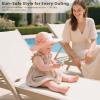 imageKonssy Muslin Baby Sun Hat UPF 50 Sun Protection Wide Brim Summer Beach Hat with Chin Strap Breathable Bucket HatWhite Pink