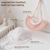 imageKonssy Muslin Baby Sun Hat UPF 50 Sun Protection Wide Brim Summer Beach Hat with Chin Strap Breathable Bucket HatWhite Pink